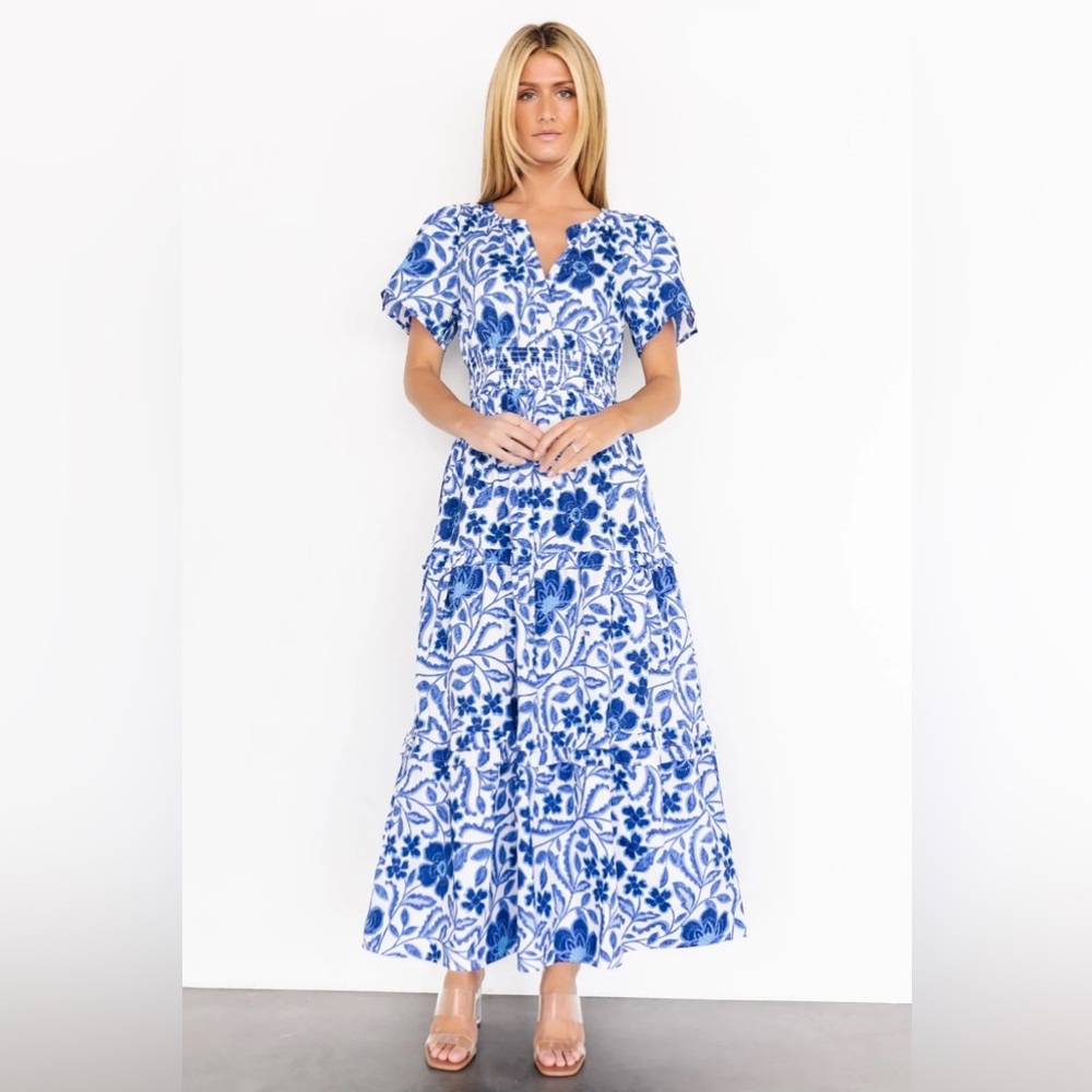Kiana Poplin Maxi Dress | Blue - Size Medium